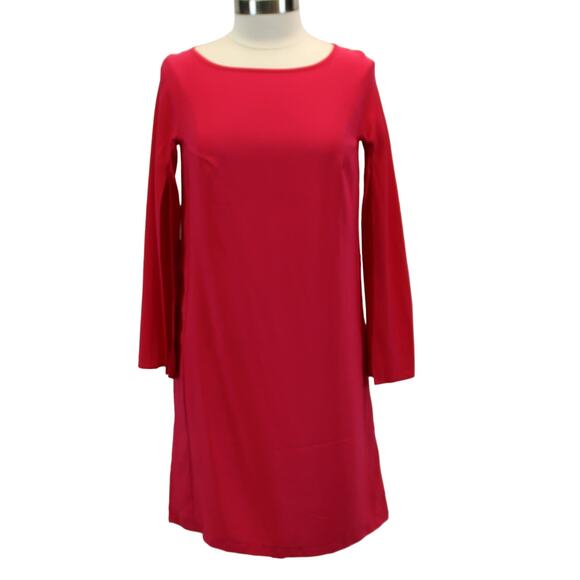 Donna Ricco Womens 6 Slit Sleeve Crepe Fuchsia Bright Pink Mini Shift Dress - Picture 2 of 10